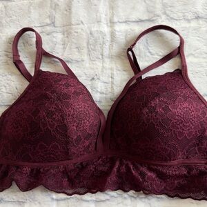 PINK Victoria’s Secret Lace Bralette M | Burgundy Wine Wirefree